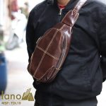 Túi Da Đeo Chéo Sau Lưng Nam TDL19 nâu đỏ đeo trước ngực