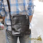 Tui Da Nam Lano Đựng iPad Giá Rẻ Siêu Mỏng 010 đen đeo chéo sau lưng