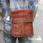 Tui Da Nam Lano Đựng iPad Giá Rẻ Siêu Mỏng 010 nâu đeo chéo sau lưng