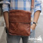 Tui Da Nam Lano Đựng iPad Giá Rẻ Siêu Mỏng 010 nâu đeo trước ngực