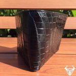 Bóp da cá sấu thật giá rẻ giảm giá - Trơn Đen