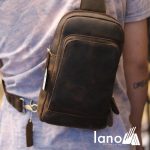 Túi đeo chéo lưng, ngực cho nam da bò sáp Lano TDL30 đeo chéo sau lưng