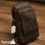 Túi đeo chéo lưng, ngực cho nam da bò sáp Lano TDL30 nghiêng