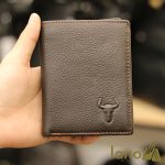 Ví da nam ba gấp logo đầu trâu sang trọng độc lạ VDN016