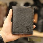 Ví da nam ba gấp logo đầu trâu sang trọng độc lạ VDN016