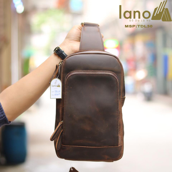 Túi đeo chéo lưng, ngực cho nam da bò sáp Lano TDL30