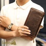 Ví cầm tay dài cho nam da bò sang trọng 2 khóa kéo VCTN015