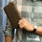 Ví cầm tay nam 1 khóa kéo da bò sáp thời trang tiện lợi VCTN012