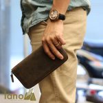 Ví cầm tay nam 1 khóa kéo da bò sáp thời trang tiện lợi VCTN012