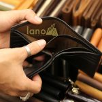 Ví da bò cho nam logo đầu trâu có khâu viền độc lạ VDN014