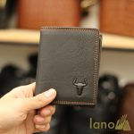 Ví da bò cho nam logo đầu trâu có khâu viền độc lạ VDN014