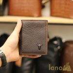 Ví da bò cho nam logo đầu trâu có khâu viền độc lạ VDN014