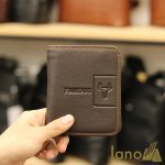 Ví da nam loại đứng logo đầu trâu nhỏ gọn tiện lợi VDN018 nâu