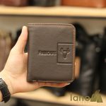 Ví da nam loại đứng logo đầu trâu nhỏ gọn tiện lợi VDN018 nâu