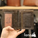 Ví đứng nam da bò sáp màu nâu sang trọng VDN006