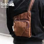 Túi đeo lưng cho nam Lano bằng da thật 001 vàng - đeo chéo sau lưng