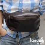 Túi đeo chéo bụng, lưng nam da thật thời trang Lano tiện lợi TDL34 đen - đeo bụng