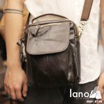 Túi đeo chéo nam mini da thật Lano có quai xách KT76 đeo vai