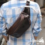 Túi đeo chéo bụng, lưng nam da thật thời trang Lano tiện lợi TDL34 đen chéo sau lưng