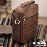 Túi đeo chéo nam mini có tay xách Lano thời Trang Contact15 nâu - mặt sau