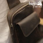 Túi da đeo chéo ngực nam Lano thời trang cao cấp TDL35 nâu đeo lưng