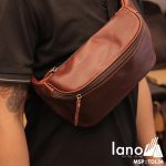 Túi đeo chéo bụng, lưng nam da thật thời trang Lano tiện lợi TDL34 nâu vàng - đeo trước ngực