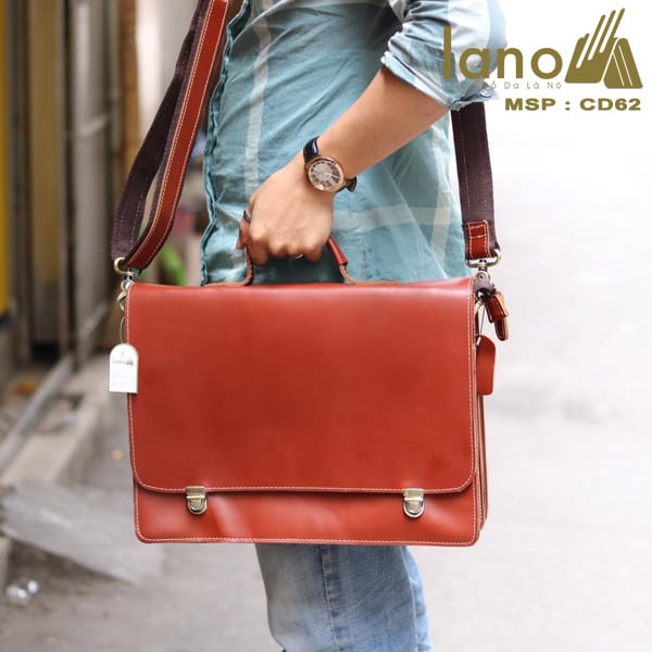 Cặp da nam công sở da bò nguyên miếng CD62 đeo vai