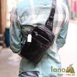 Túi da đeo chéo trước ngực Sling Bag thời trang cao cấp TDL32 đen bóng - đeo chéo