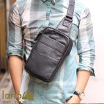 Túi da đeo chéo trước ngực Sling Bag thời trang cao cấp TDL32 đen - đeo trước ngực