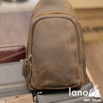 Túi da đeo trước ngực cho nam thời trang Lano cách điệu TDL36