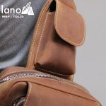 Túi đeo chéo lưng, ngực da thật thời trang cao cấp TDL33 vàng - ngăn nhỏ