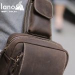 Túi đeo chéo lưng, ngực da thật thời trang cao cấp TDL33 nâu - ngăn nhỏ