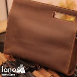 Túi da cầm tay cho nam Lano sang trọng lịch lãm CLT005 nghiêng - mặt sau