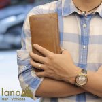 Ví cầm tay nam Hautton mỏng gọn thời trang Lano tiện lợi mới nhất 2018 VCTN024 nâu vàng cầm tay