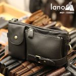 Túi đeo bụng da bò nam Lano nhỏ gọn tiện lợi - nghiêng