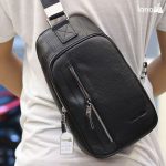 Túi da đeo chéo ngực nam Lano nhỏ gọn thời trang Hautton TDL41 đeo chéo sau lưng