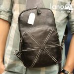 Túi da đeo chéo ngực nam Lano nhỏ gọn tiện lợi TDL48 đen - đeo trước ngực