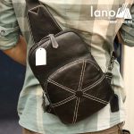 Túi da đeo chéo ngực nam Lano nhỏ gọn tiện lợi TDL48 đen - đeo lưng