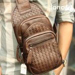 Túi da đeo ngực nam Lano thời trang sang trọng đẳng cấp cho phái mạnh TDL52 nâu - đeo trước ngực