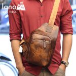 Túi da đeo ngực nam phong cách Lano thời trang gọn nhẹ TDL51 - đeo trước ngực