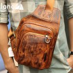 Túi da đeo ngực nam phong cách Lano thời trang gọn nhẹ TDL51 - đeo trước ngực
