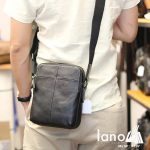 Túi da nam đeo chéo Lano gọn nhẹ sang trọng lịch lãm KT97 đen - đeo lưng