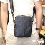 Túi da nam đeo chéo Lano gọn nhẹ sang trọng lịch lãm KT97 đen - đeo trước