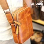 Túi da nam đeo chéo Lano gọn nhẹ sang trọng lịch lãm KT97 nâu vàng - đeo chéo