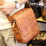 Túi da nam Lano dạng hộp thời trang cao cấp KT91 nâu vàng - đeo chéo