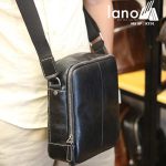Túi da nam Lano dạng hộp thời trang cao cấp KT91 đen