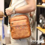 Túi đeo chéo nam da bò Lano cao cấp cho phái mạnh KT94 nâu vàng đeo chéo