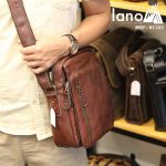 Túi đeo chéo nam da thật Lano khỏe khoắn tiện lợi KT103 - đeo chéo