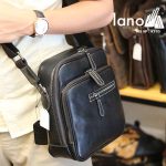 Túi đeo chéo nam Lano công sở da bò cực độc KT95 đen