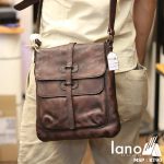 Túi đeo chéo nam Lano da bò thật trẻ trung tiện lợi KT90 nâu - đeo lưng